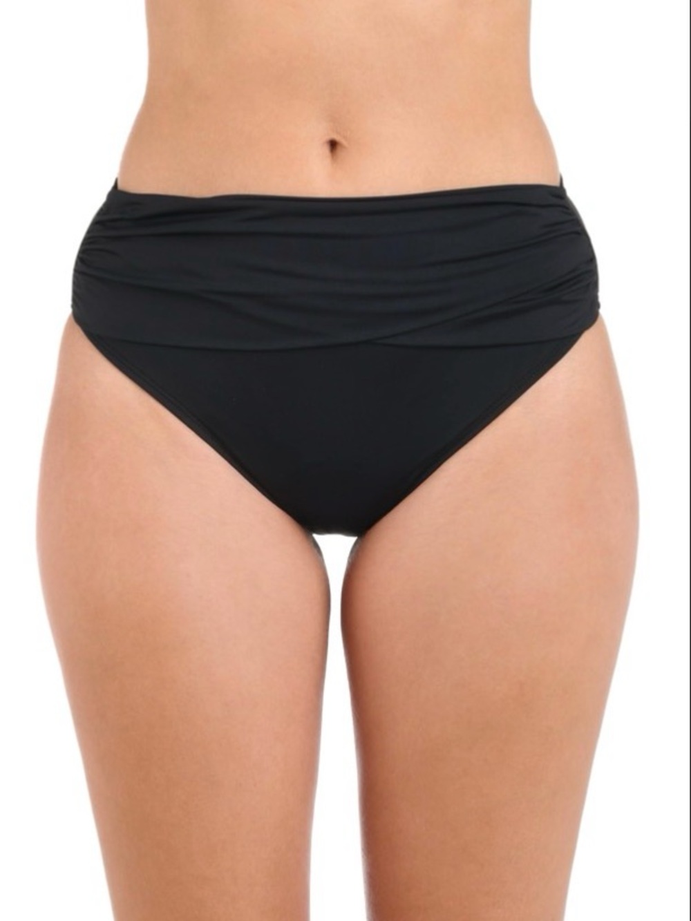 La Blanca Island Goddess Banded Mid Waist Bikini Swimsuit Bottom Black Size 8
